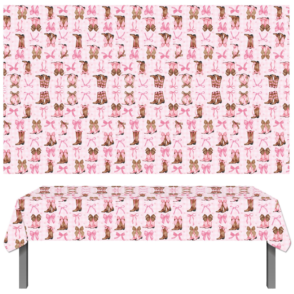 umoni Coquette Cowgirl Tablecloth spread across multiple tables to create cohesive western theme