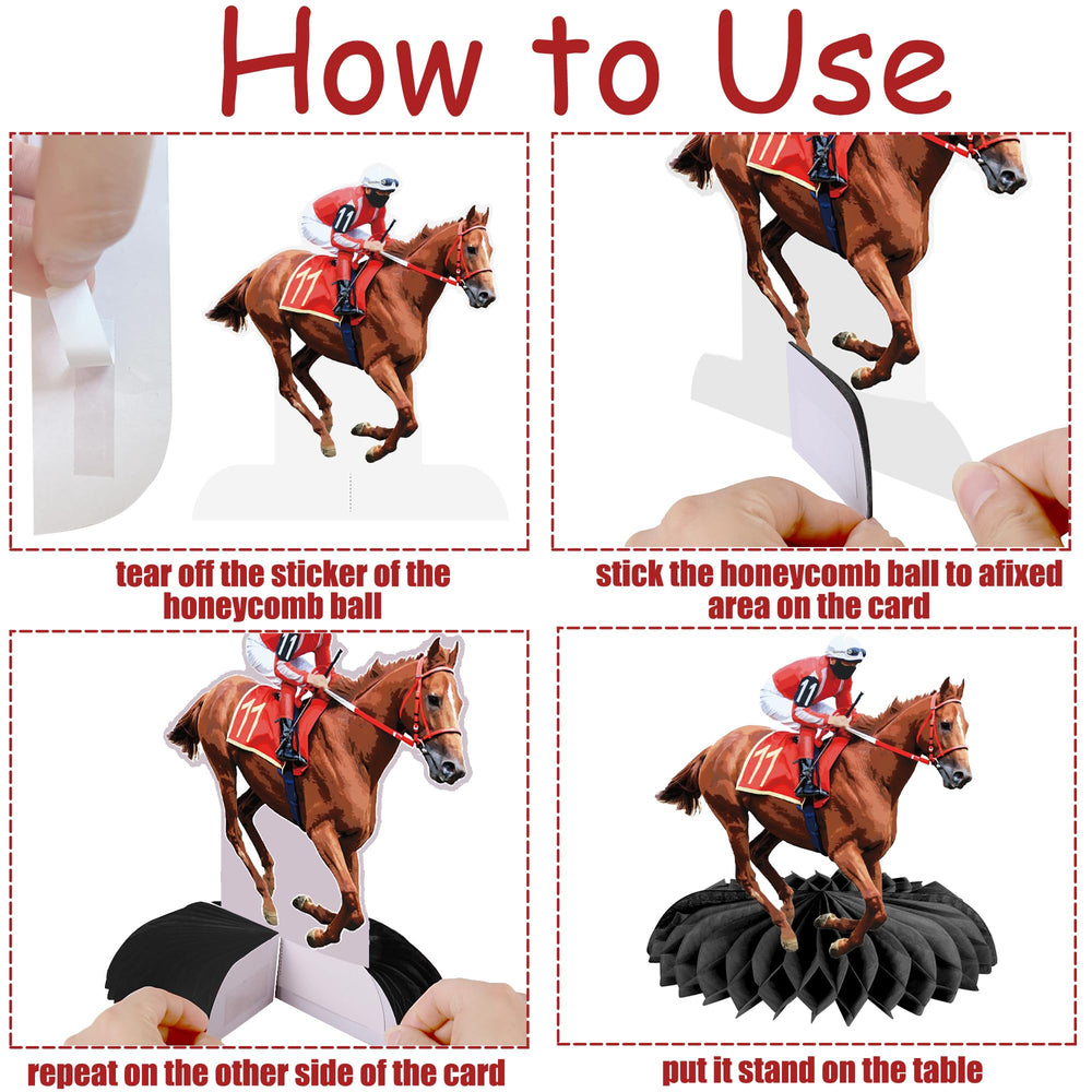 umoni jockey-card centerpiece elevates table decor for equestrian parties