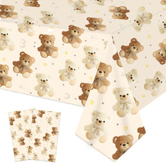 umoni teddy bear tablecloth 2pcs on cream background protects your party table