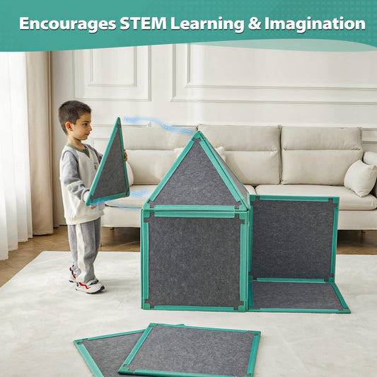 Umoving giant modular playhouse panels showcase scalable play spaces for family and classroom use.
