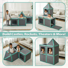 Umoving soft felt panel tiles emphasize safe, tactile surfaces for little hands.