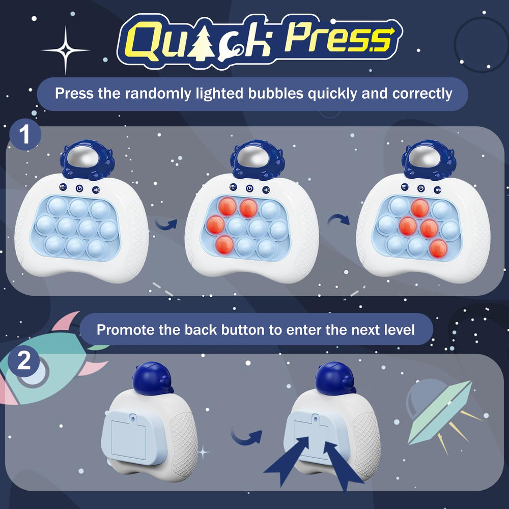 UMQYYMKO Pop Push blue astronaut: bubble mechanism provides tactile feedback.