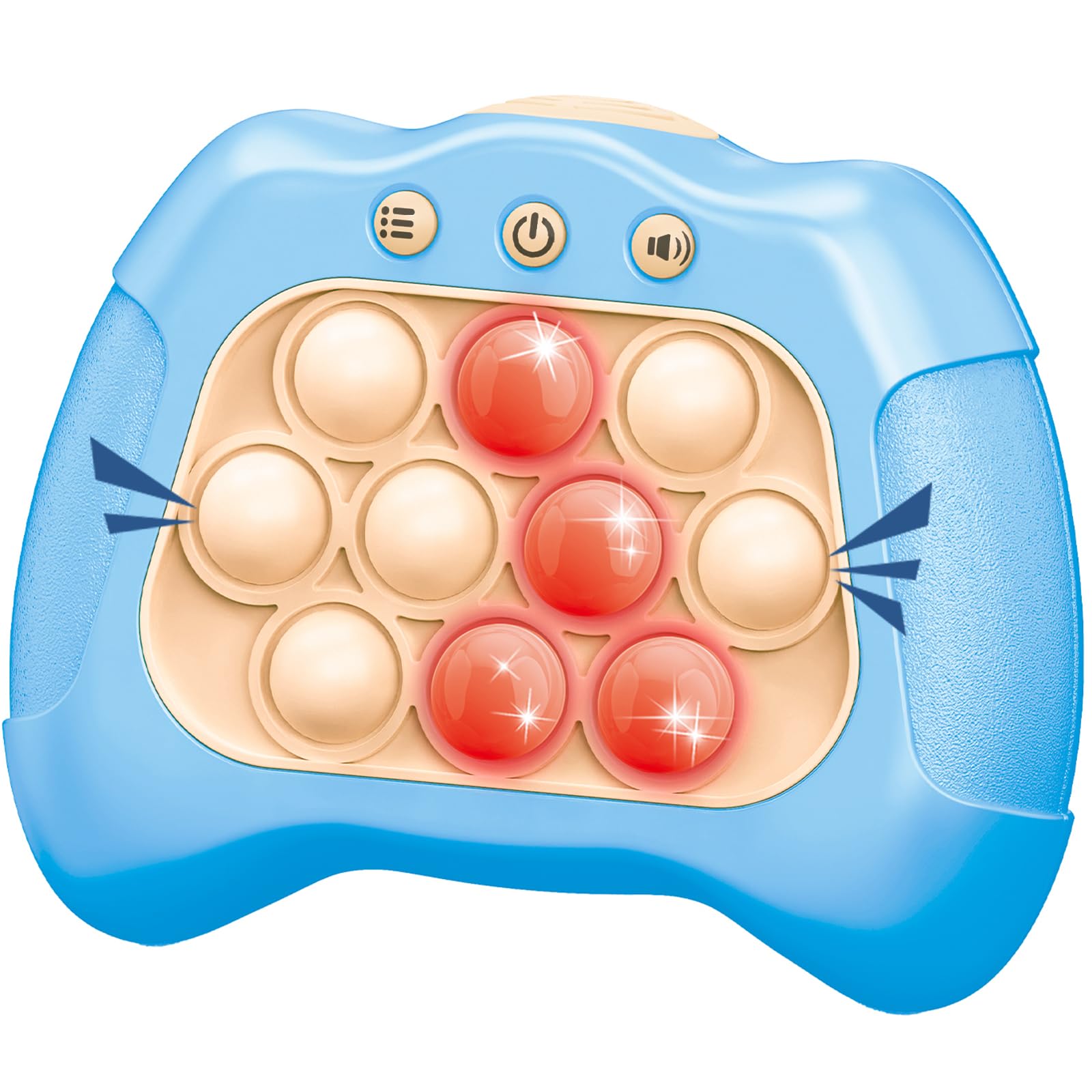 UMQYYMKO Pop Push Game Toy light blue front view, kid-friendly handheld device