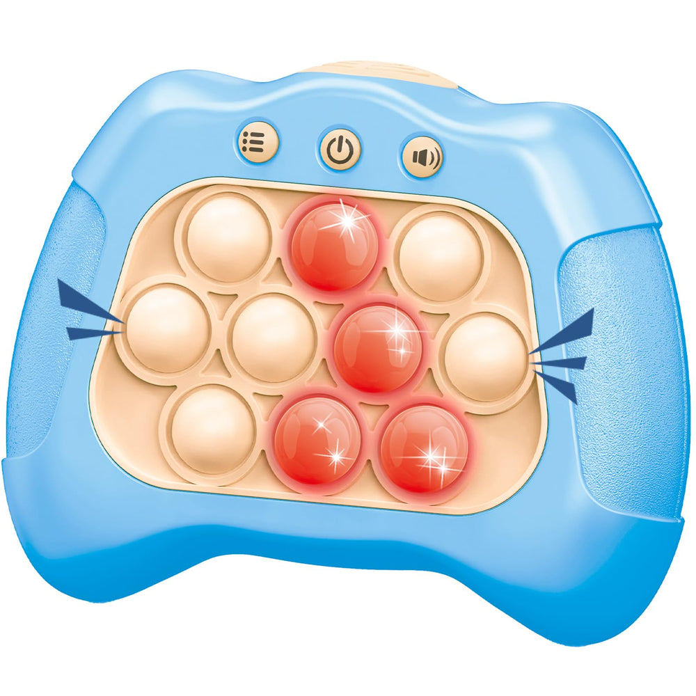 UMQYYMKO Pop Push Game Toy light blue front view, kid-friendly handheld device
