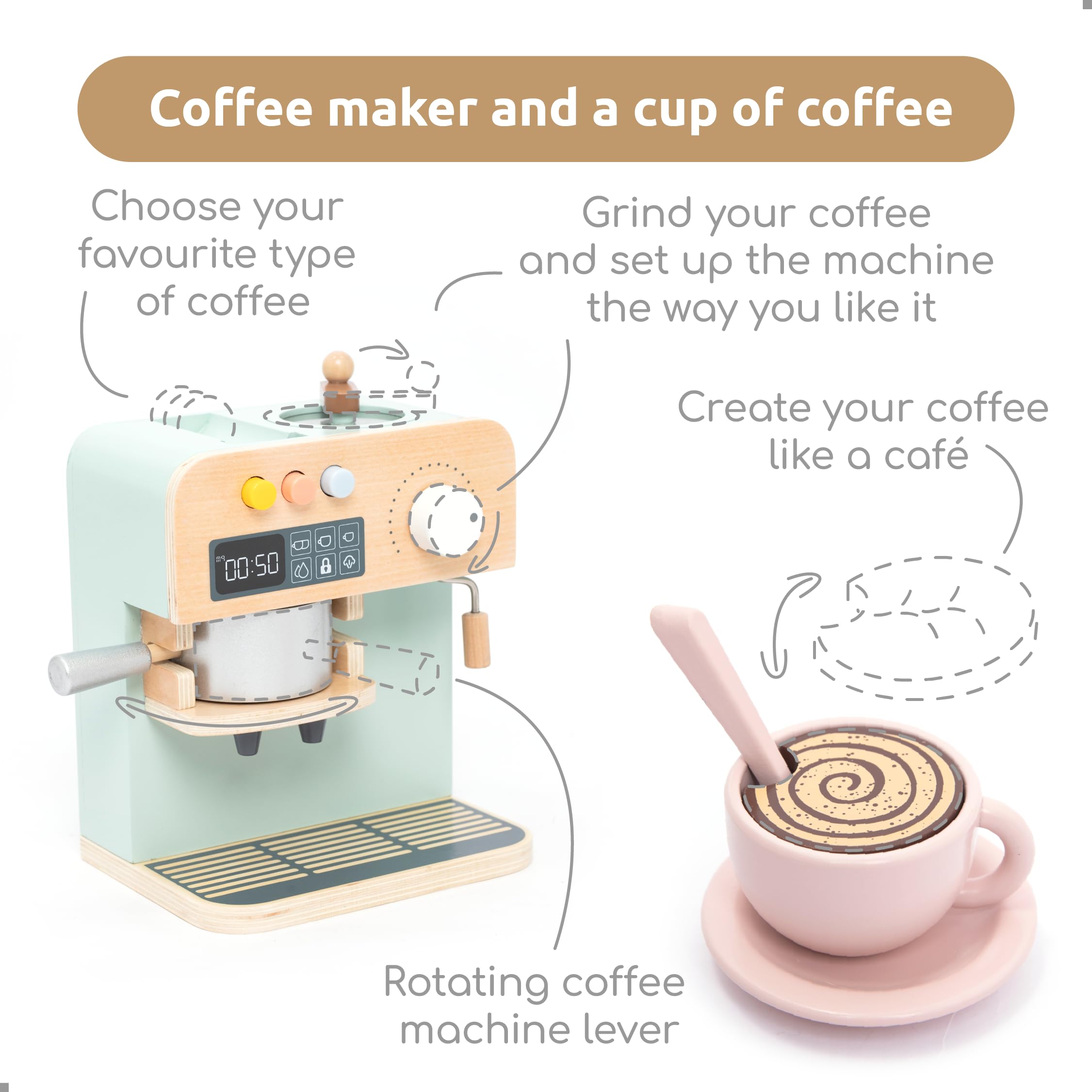 UMU wooden coffee grinder promotes precise movements in cafe scenes.