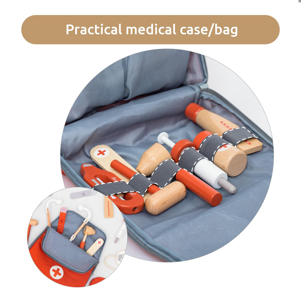 UMU wooden mini doctor kit doctor bag stores accessories for organized playtime.