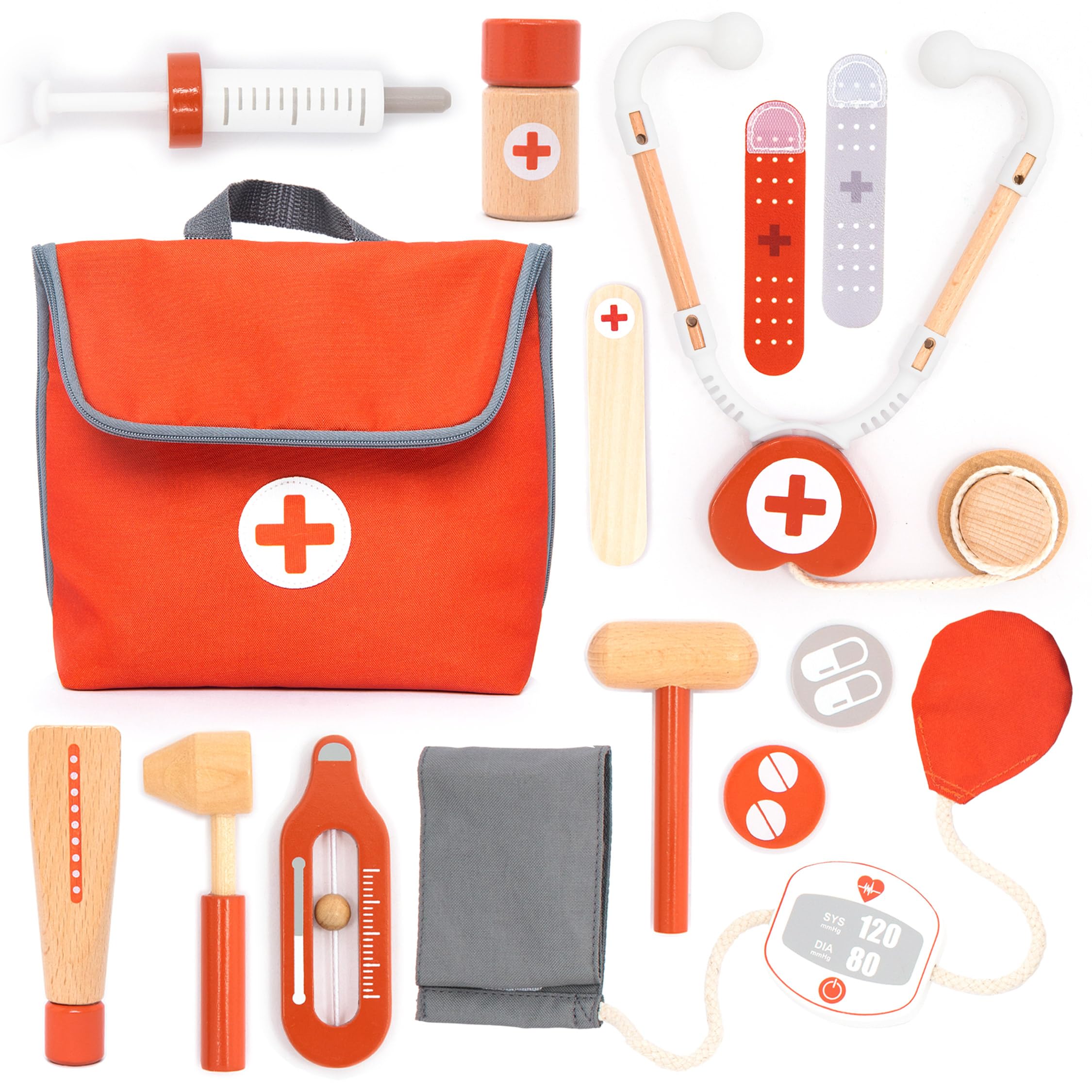 UMU wooden mini doctor kit stethoscope engaging imaginative play and early medical familiarity.