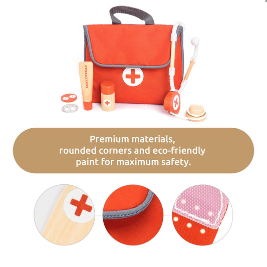UMU wooden mini doctor kit syringe promotes safe pretend play and fine motor exploration.