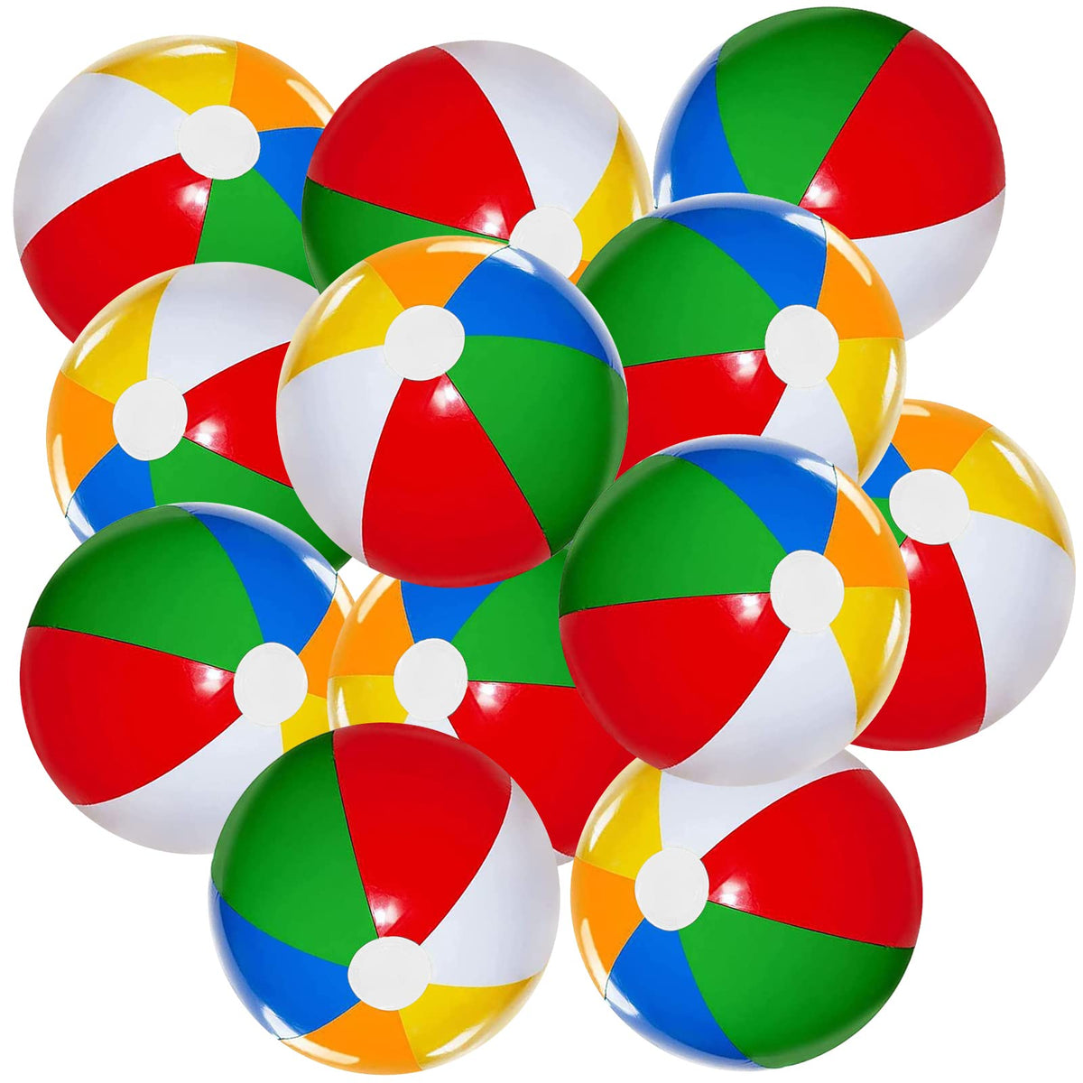 UMUACCAN Beach Balls 12-pack, vibrant colors for pool party fun.