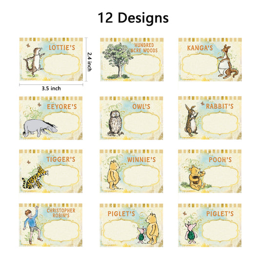 Unbala Pooh food cards add cute, themed labels for baby shower dishes