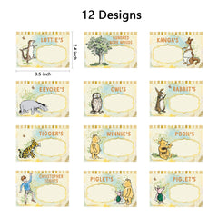 Unbala Pooh food cards add cute, themed labels for baby shower dishes