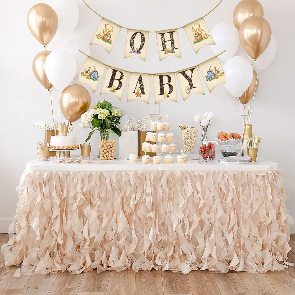 Unbala Winnie Oh Baby Banner thick cardstock durability supports reuse.