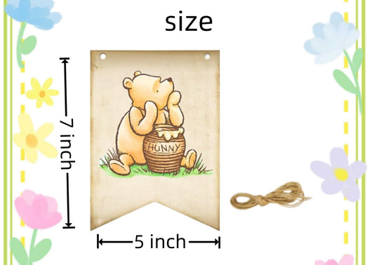 Unbala Winnie Oh Baby Banner closeup colors show thick cardstock and vivid print.