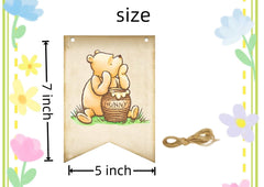 Unbala Winnie Oh Baby Banner closeup colors show thick cardstock and vivid print.