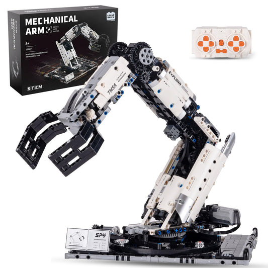 UNCLE BRICK RC robotic arm assembly showing durable blocks for hands-on STEM learning