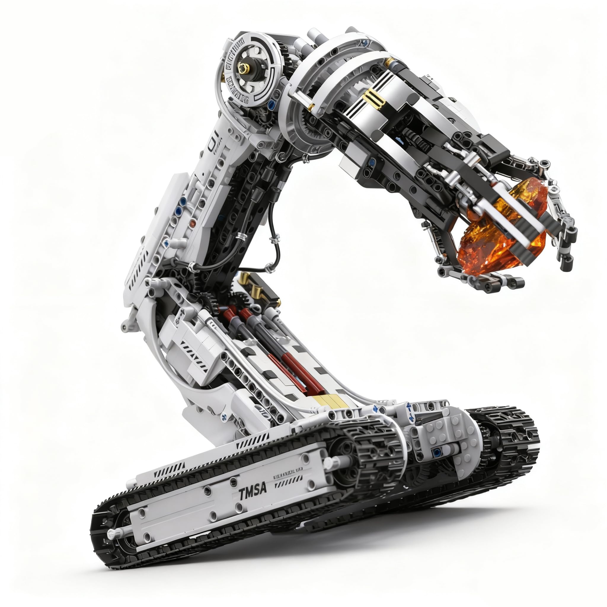 UNCLE BRICK tracked robot arm assembly enables hands-on STEM learning and creativity.