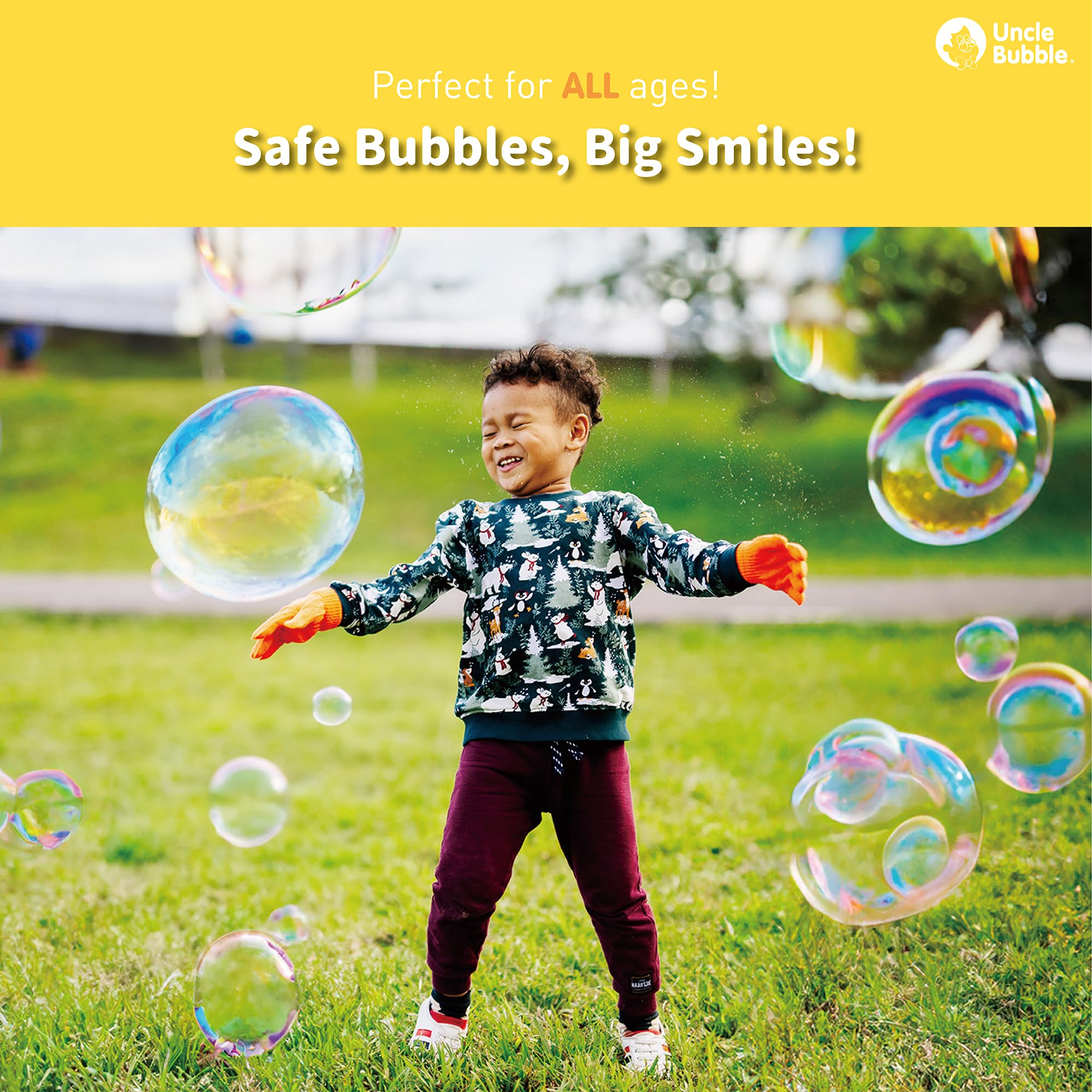 Uncle Bubble bubble gun action showcases kid-friendly fun with consistent bubbles.