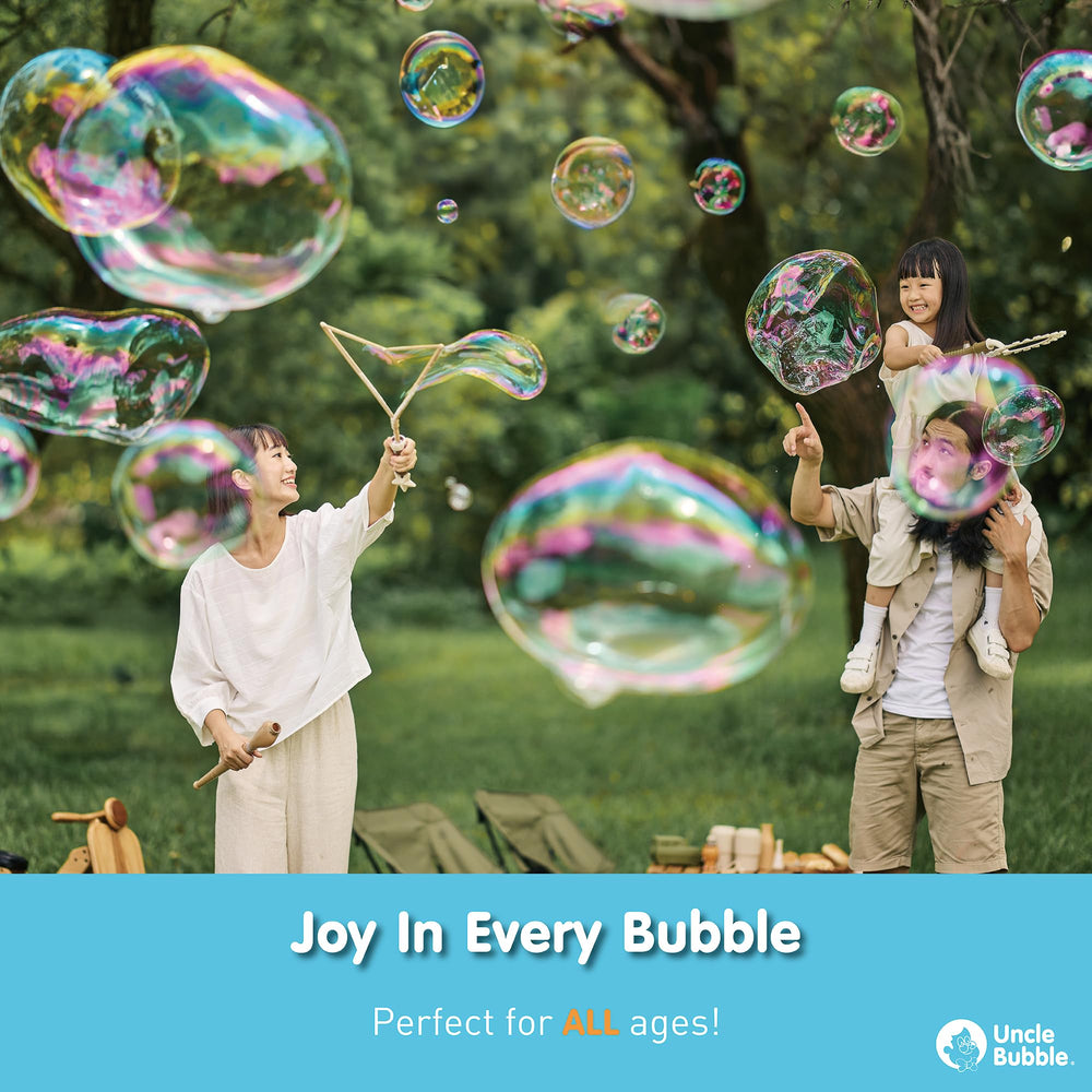 Uncle Bubble freshness storage packets ensure long-lasting bubble solution quality.