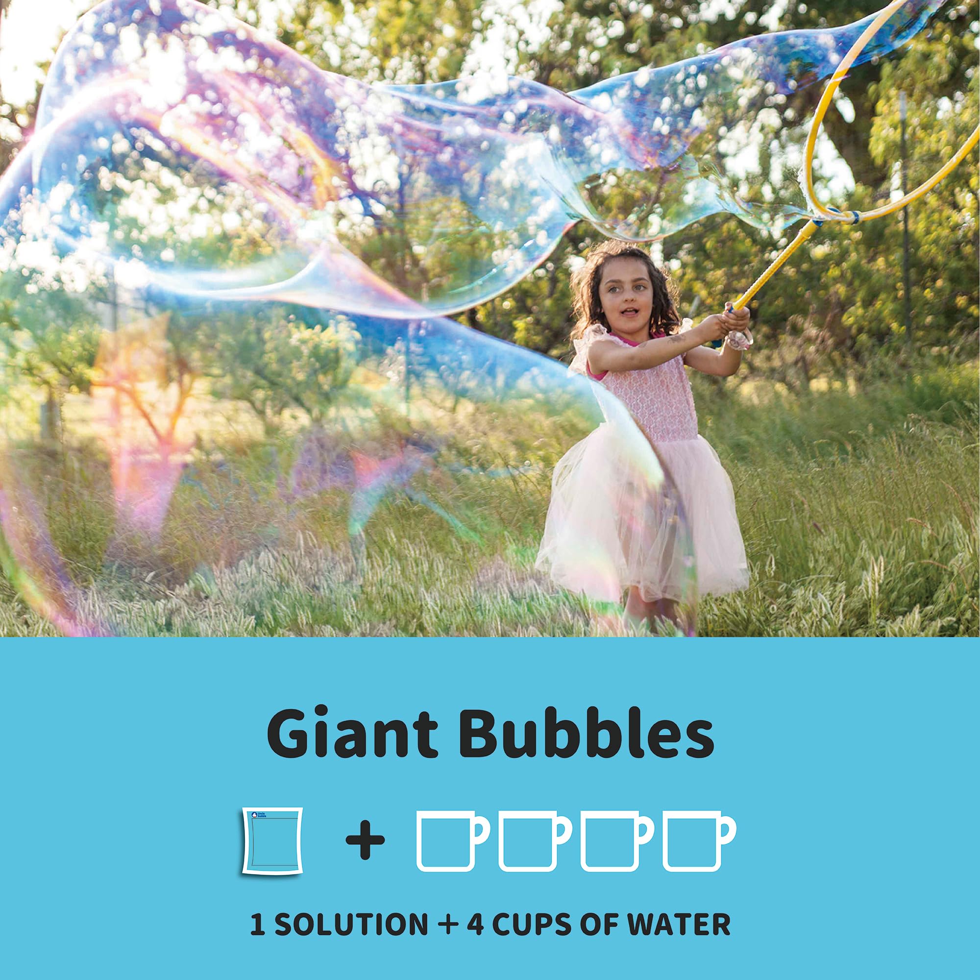 Uncle Bubble giant bubble wand use demonstrates oversized bubbles for outdoor events.