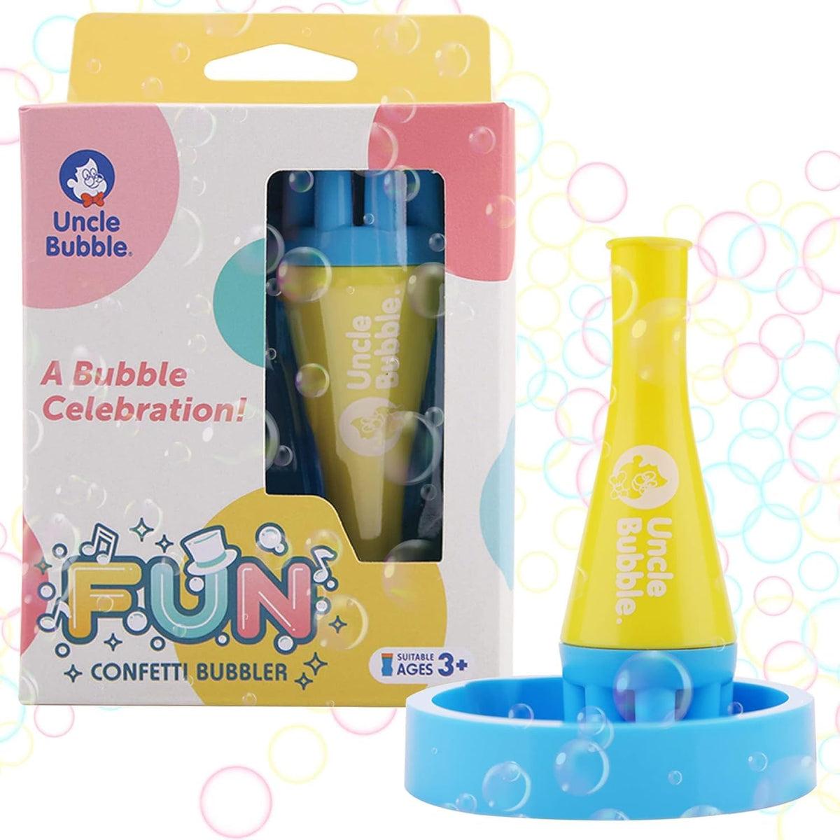 Uncle Bubble Mini Bubble Blower bubble-storm for playful outdoor fun.