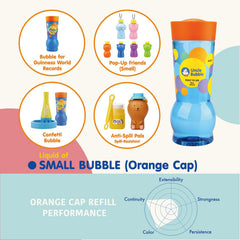 Dipping tray and compact design reduces mess when using Uncle Bubble Mini Bubble Blower.