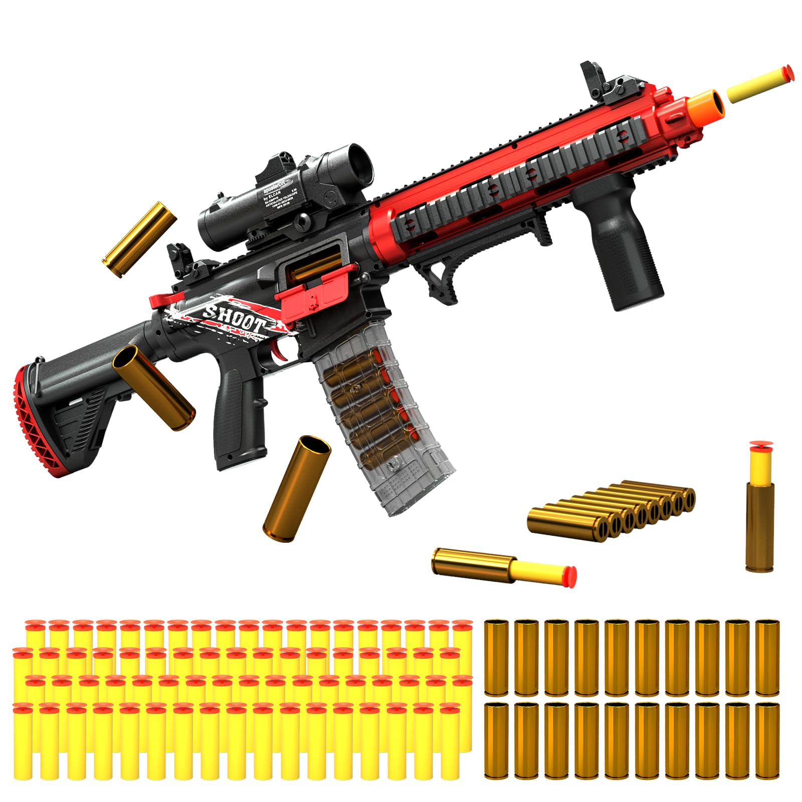 UNCLEKAISSEN electric soft-bullet gun front view showing 2-in-1 design for dynamic play.
