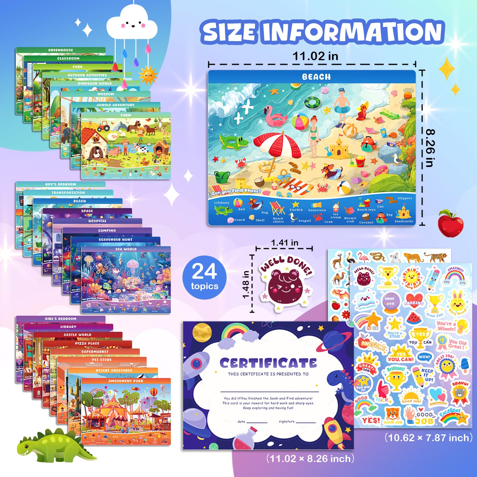 Underbartliv road trip activity mats on car seat for kids ages 3-5