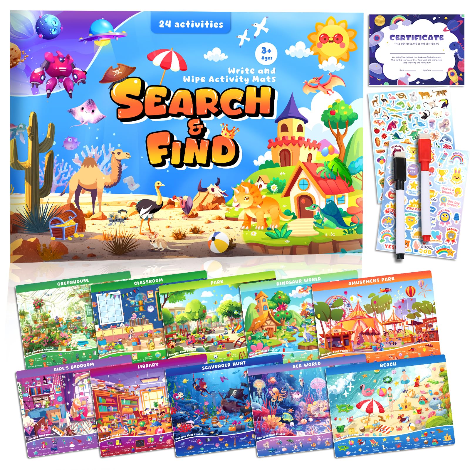 Underbartliv Search and Find Cards set with vivid scenes for early learning