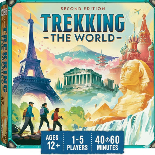 Underdog Games Trekking the World 2nd Edition cover art invites family travel-themed play.