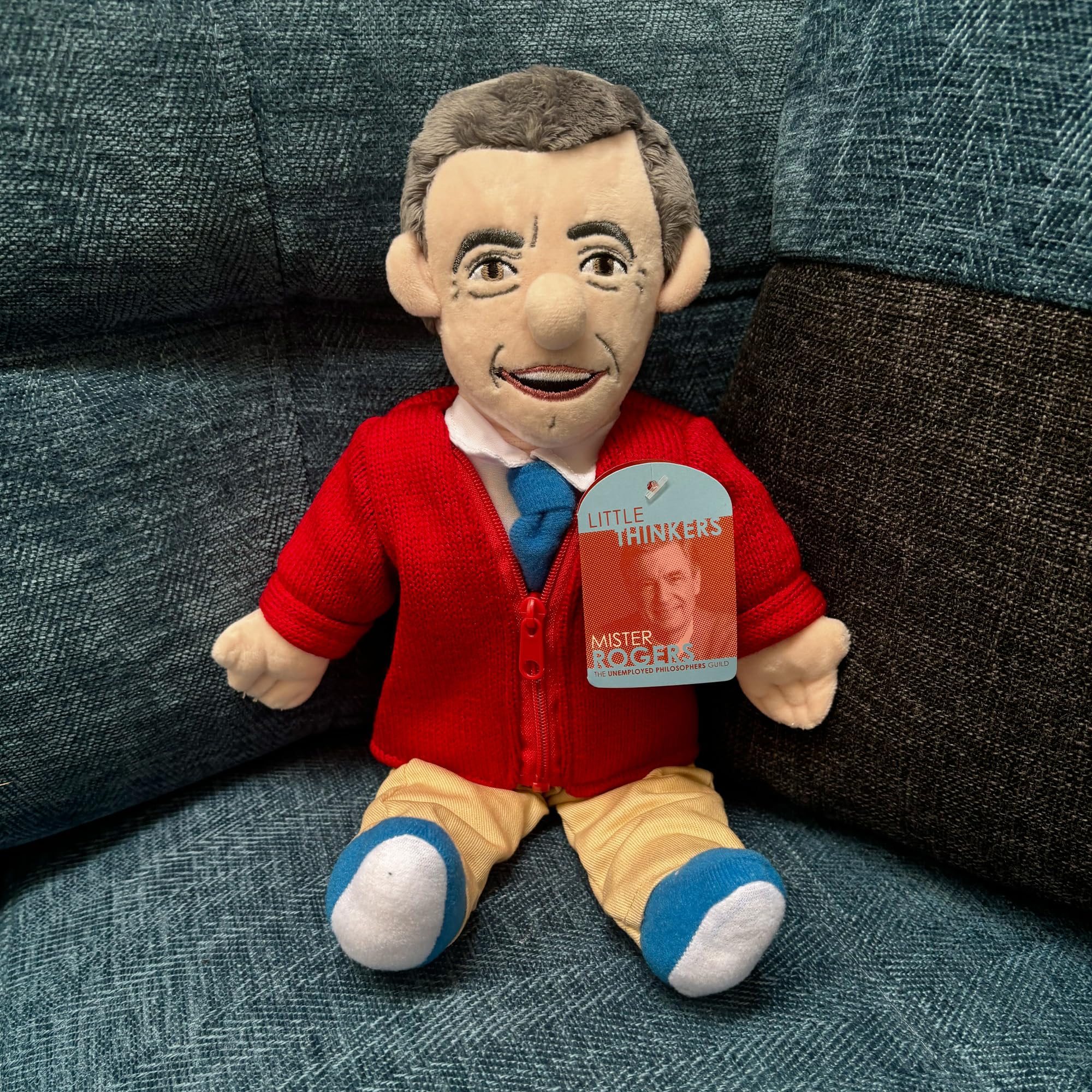 The Unemployed Philosophers Guild Mister Rogers doll, officially licensed keepsake for fans.
