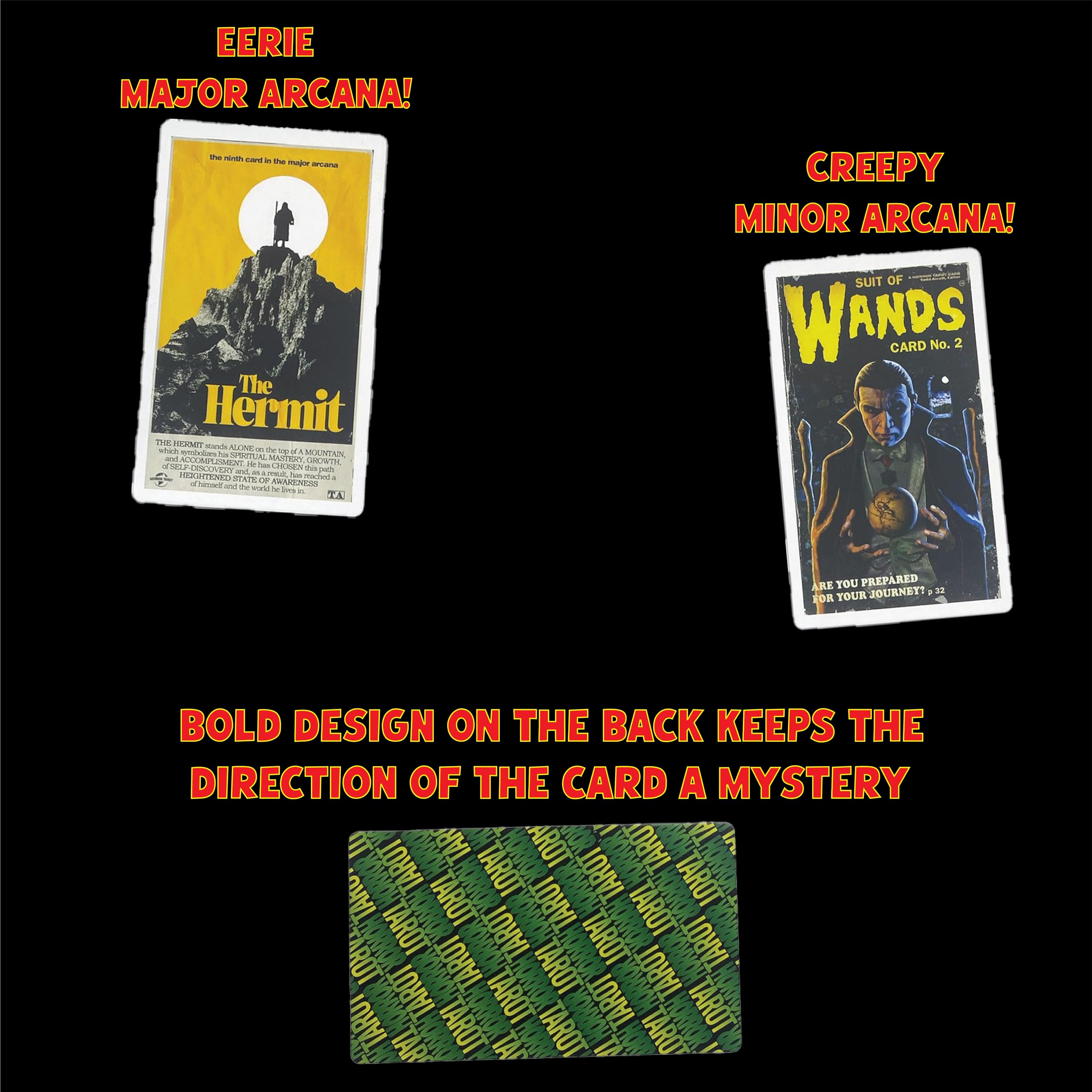 Instruction book cover accompanying the horror tarot deck for guidance.