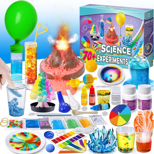 UNGLINGA 70+ Experiments kit cover with colorful science materials for kids.