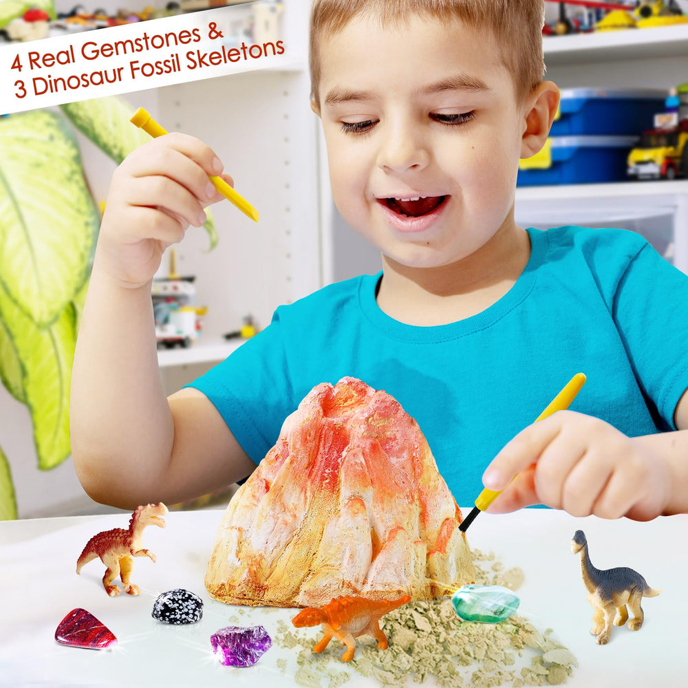 UNGLINGA erupting volcano kit plastic dinosaurs accompany the fossil dig