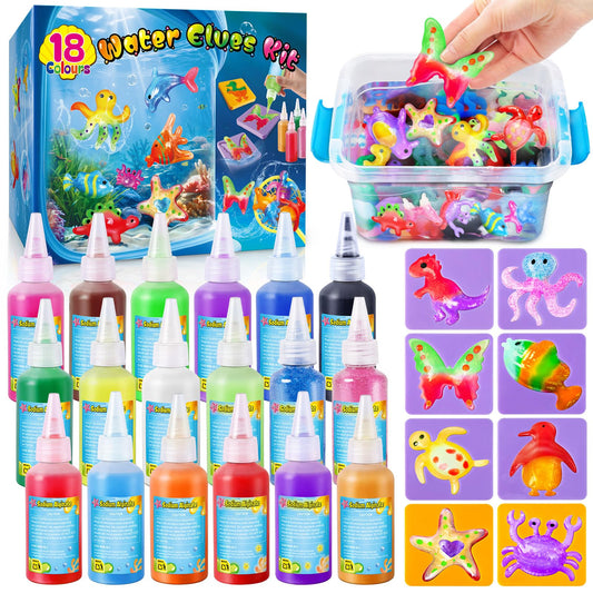 UNGLINGA Magic Water Elf Kit molds show vibrant shapes for creative play.