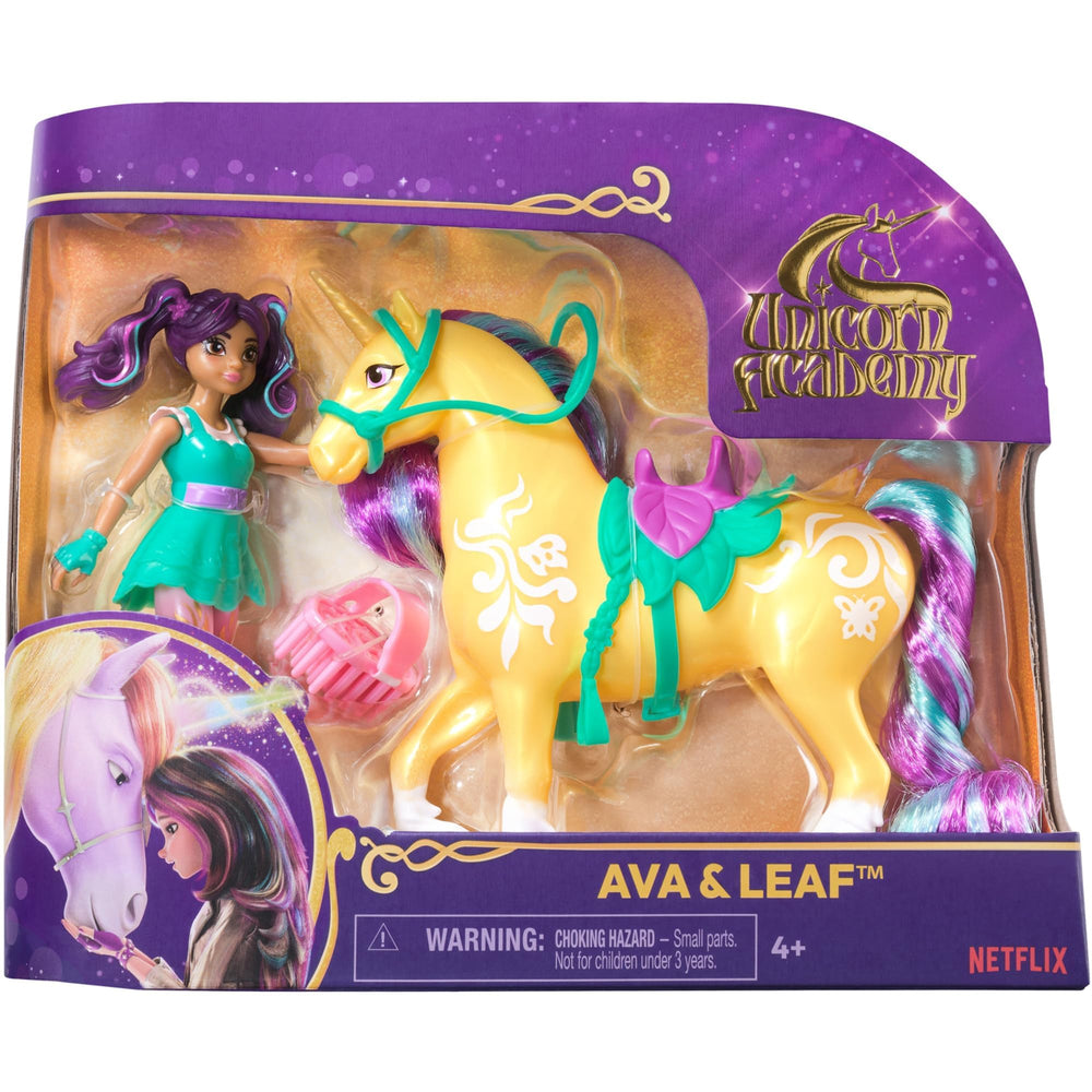 Unicorn Academy Ava doll on Leaf for riding adventures.