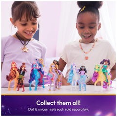Leaf unicorn measures 5 inches for compact, compatible play.