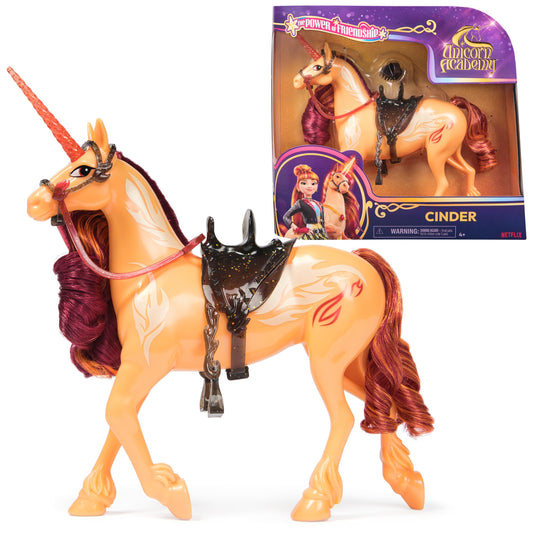 Unicorn Academy Cinder 11-inch unicorn figure with fiery markings for imaginative play