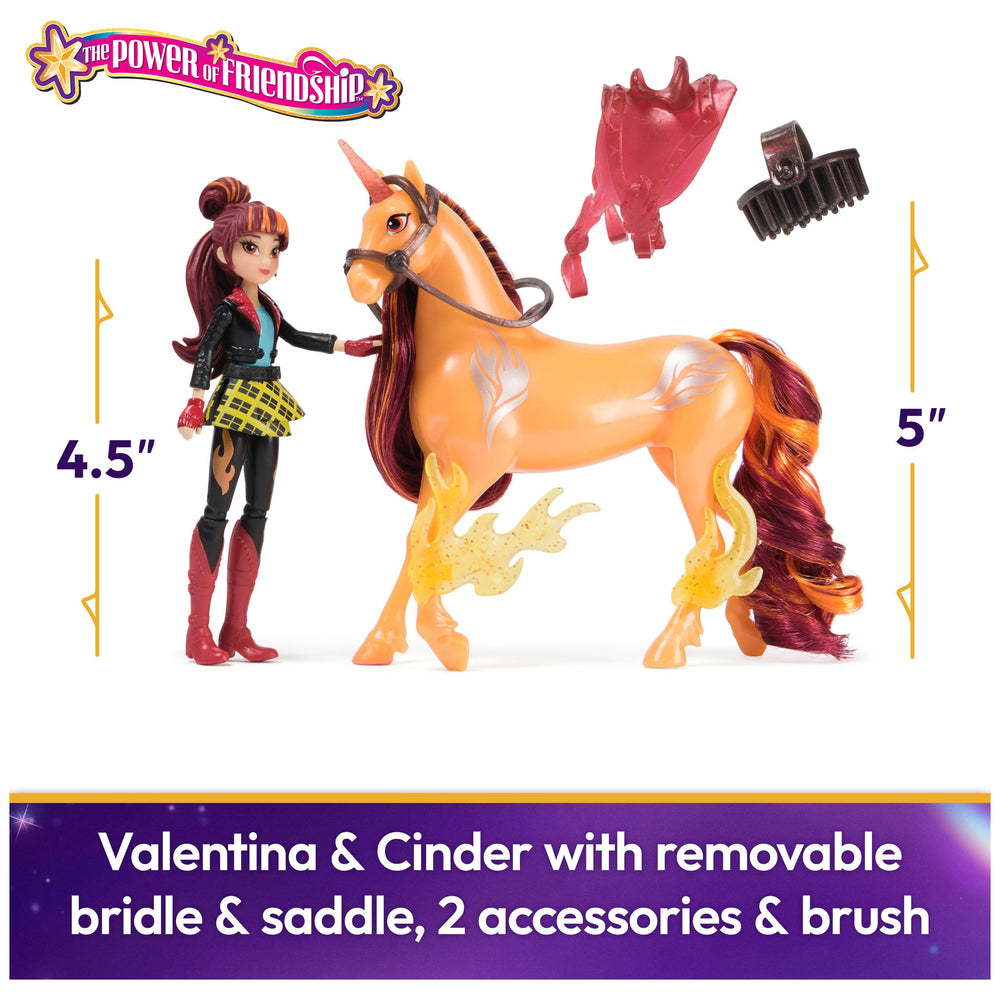 Cinder unicorn 5-inch figure with metallic Fire Magic markings for magical play.