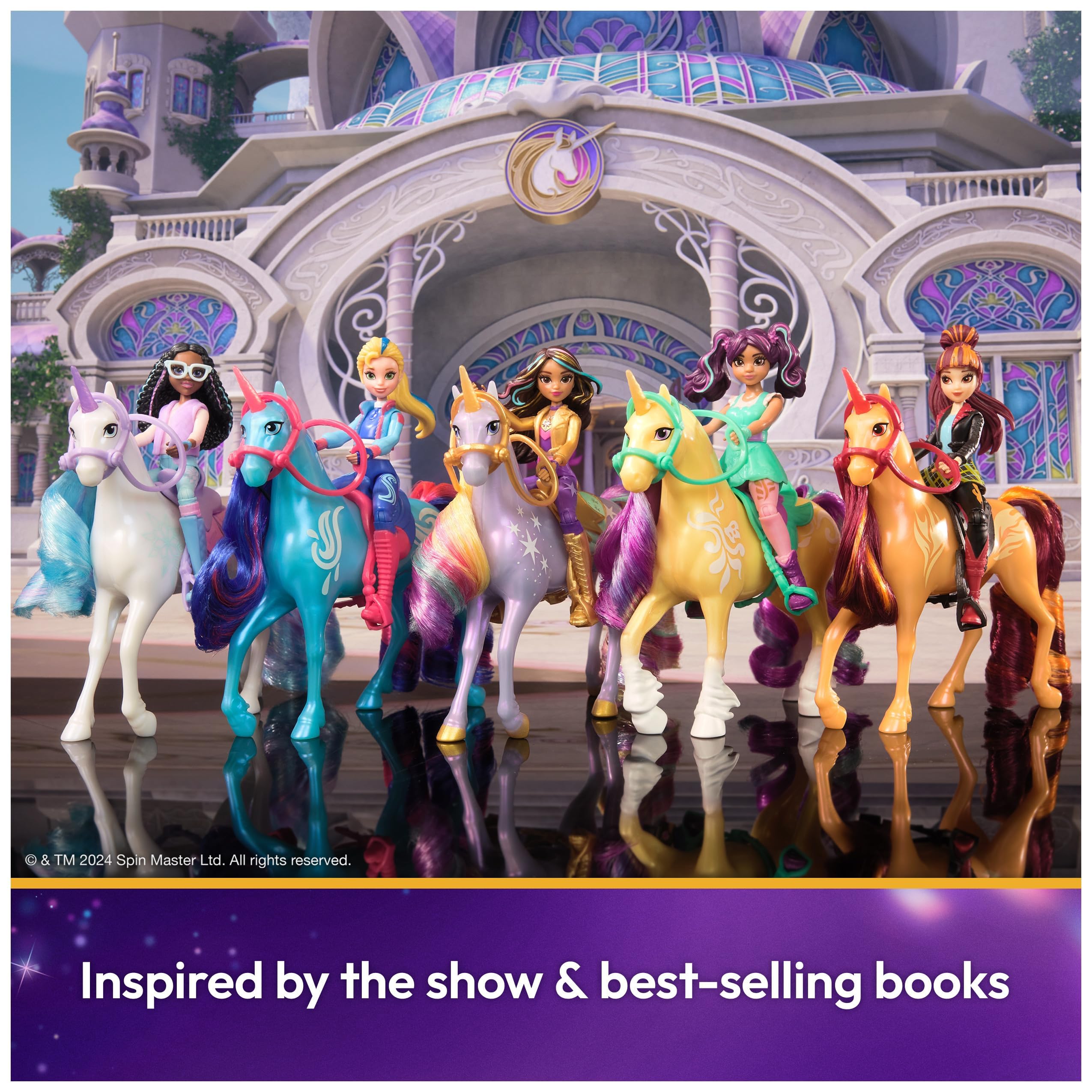 Expand Unicorn Academy play with other rider and unicorn sets.