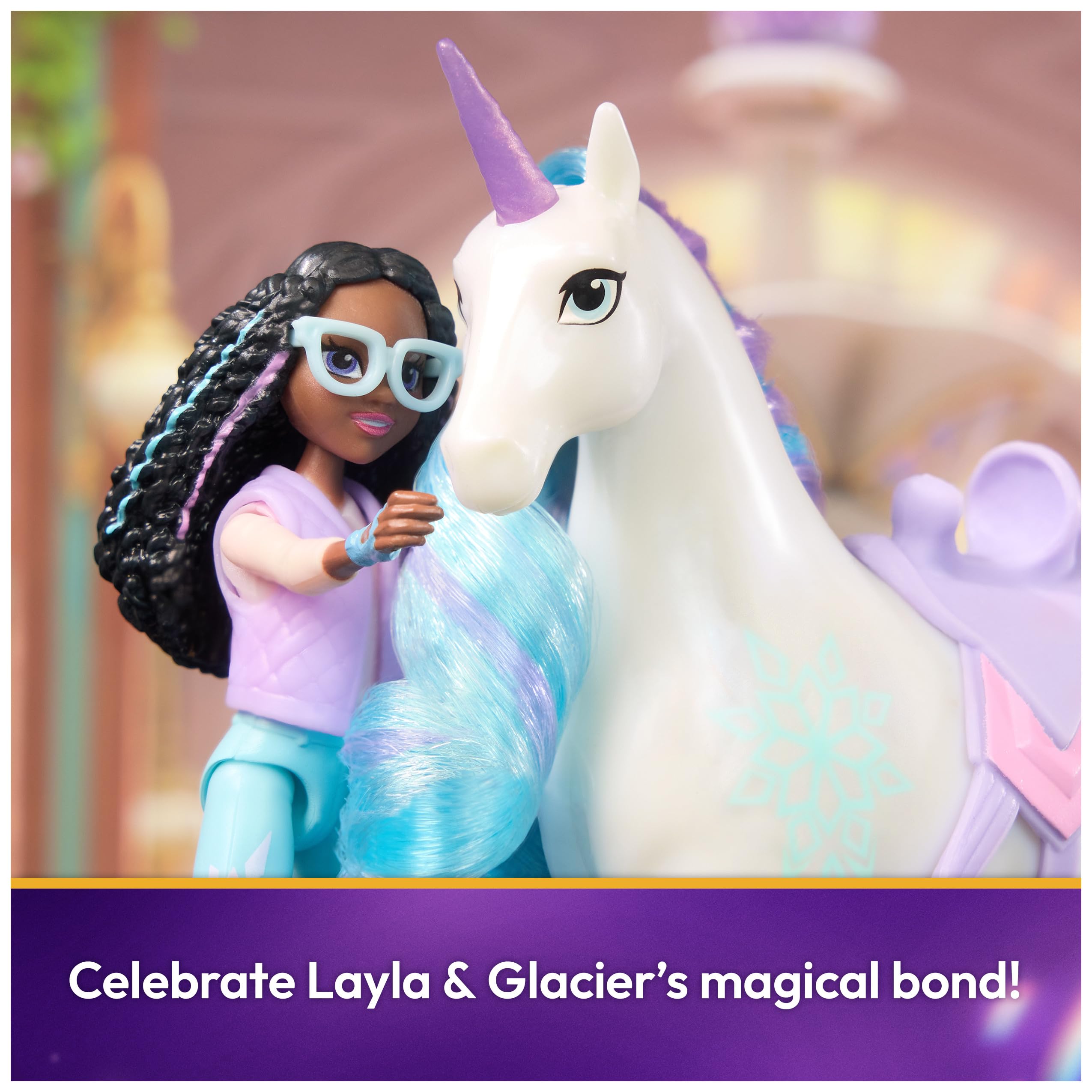 Unicorn Academy Glacier-Mane-Brush keeps the mane smooth for styling sessions.