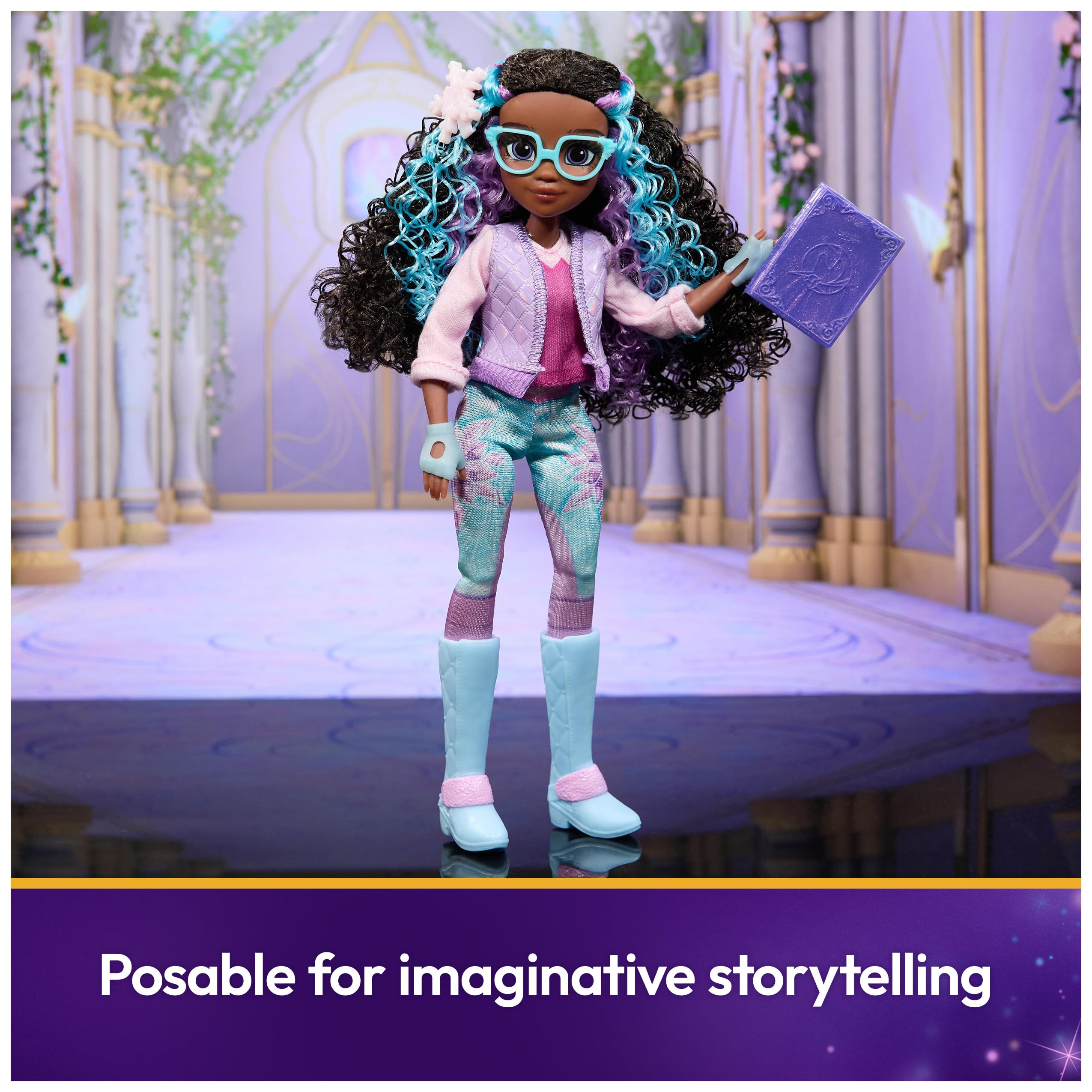 Layla’s glasses, boots, and gloves complete authentic pretend play styling.