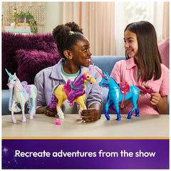 Removable translucent saddle and bridle for dress-up pretend riding.