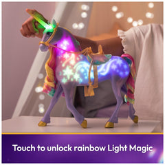 Unicorn Academy Rainbow Light-up Wildstar mane and tail: rainbow glow during pretend rides.