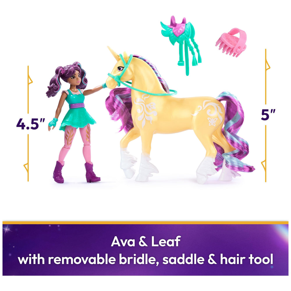 Removable bridle adds authentic accessory play for Unicorn Academy Ava and Leaf.
