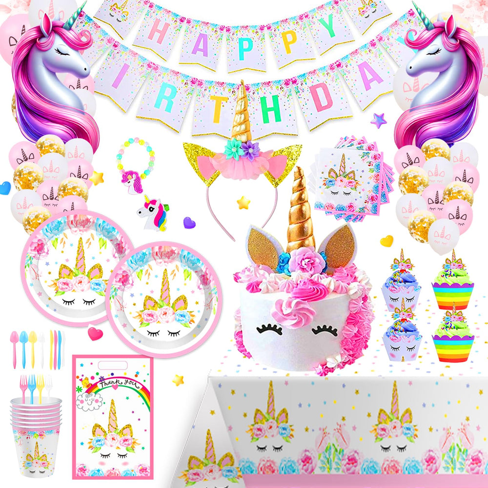 Unicorn Birthday Party Supplies: foil balloons brighten the celebration