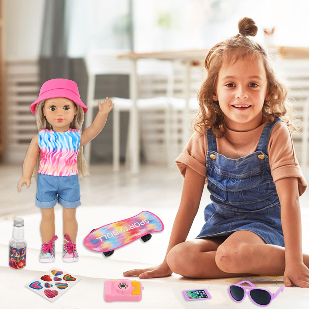 UNICORN ELEMENT skateboard for 18-inch dolls invites active, imaginative outdoor play