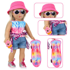 UNICORN ELEMENT tie-dye T-shirt for 18-inch dolls sparks colorful, creative play