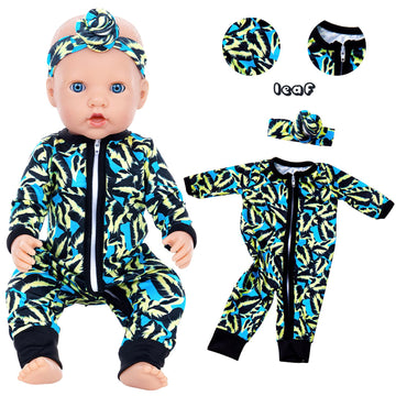 UNICORN ELEMENT doll wearing leaf-pattern jumpsuit, showcasing design and fit.