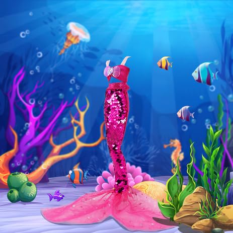 Unicorn Element green mermaid-tail swimsuit for 11.5-inch dolls, bright summer showpiece.