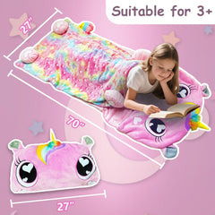 Unicorn Slumber machine-washable sleeping bag, quick cleanup after daycare adventures.